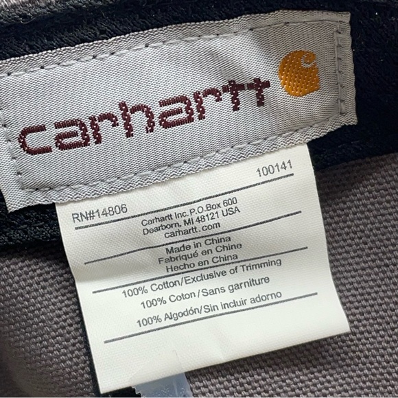 Carhartt hats Firm Duck Flat Brim Mens One Size Gray Snapback 100% Cotton Hiking - Picture 10 of 11